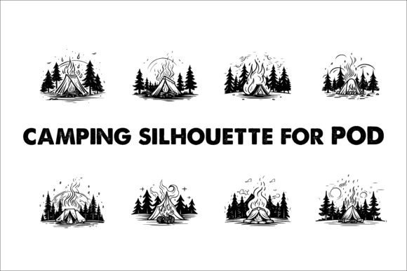 Download Camping Black Silhouette Illustration - Illustration Collection