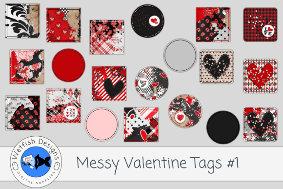 Download Messy Valentine Tags1- Set of 20 - Set of 20 Collection