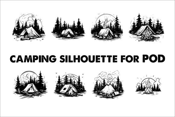 Download Camping Black Silhouette Illustration - Illustration Collection