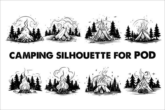 Download Camping Black Silhouette Illustration - Illustration Collection