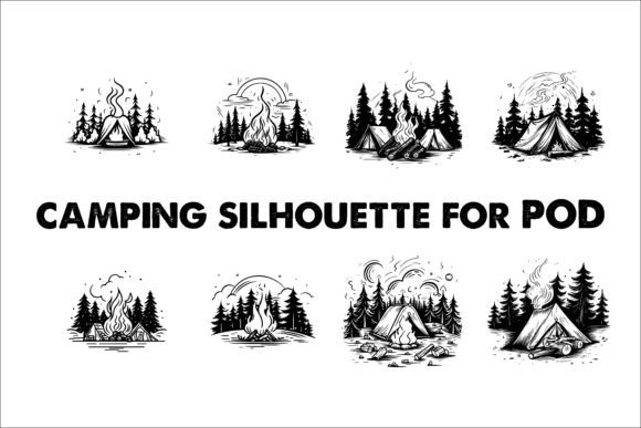 Download Camping Black Silhouette Illustration - Illustration Collection