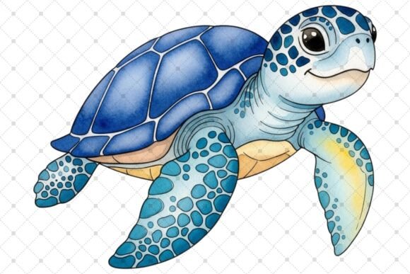 Download Swimming Blue Sea Turtle Illustration - Illustration Collection
