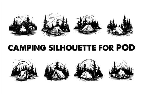 Download Camping Black Silhouette Illustration - Illustration Collection