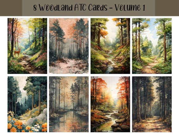 Download 8 Woodland ATC Cards for Scrapbooking - Card Collection