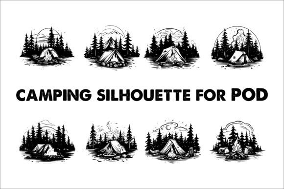 Download Camping Black Silhouette Illustration - Illustration Collection