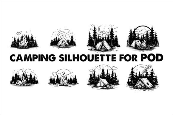 Download Camping Black Silhouette Illustration - Illustration Collection