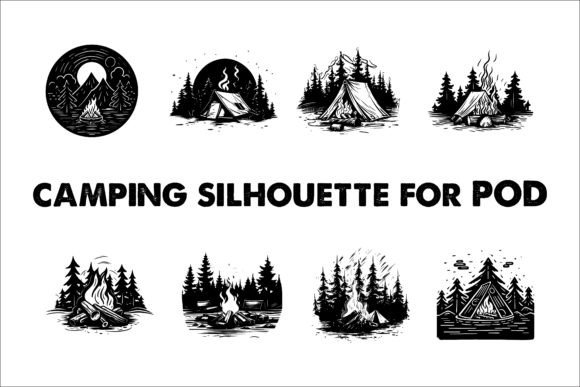 Download Camping Black Silhouette Illustration - Illustration Collection