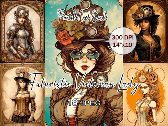 Download Futuristic Victorian Lady JPEG Cards - Futuristic Collection