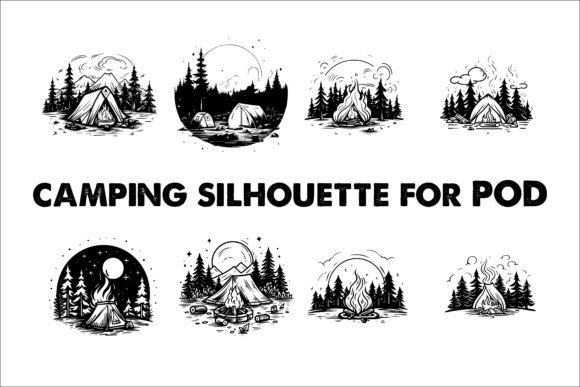 Download Camping Black Silhouette Illustration - Illustration Collection