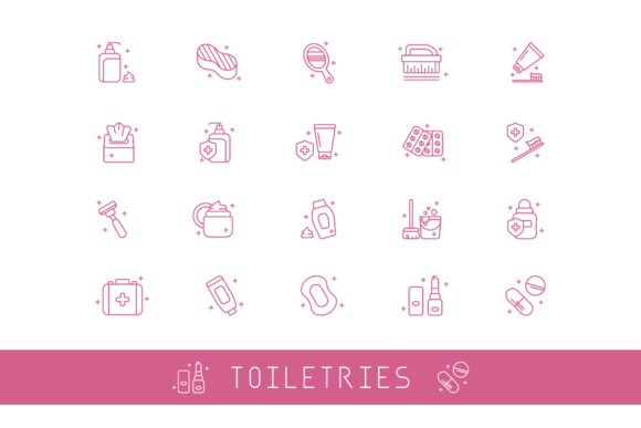 Download Set of 20 Toiletries Icons in Outline - Set of 20 Collection