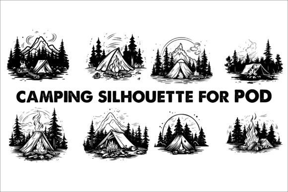 Download Camping Black Silhouette Illustration - Illustration Collection