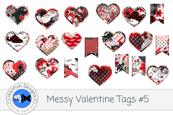 Download Messy Valentine Tags 5- Set of 20 - Set of 20 Collection