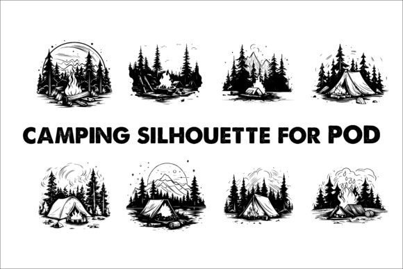 Download Camping Black Silhouette Illustration - Illustration Collection