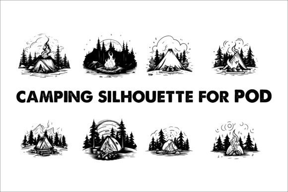 Download Camping Black Silhouette Illustration - Illustration Collection