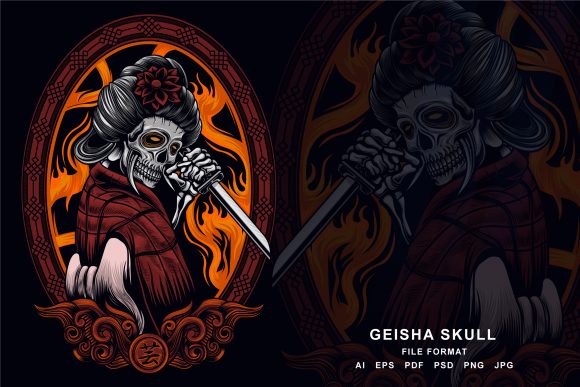 Download Geisha Skull Vector Illustration - Illustration Collection